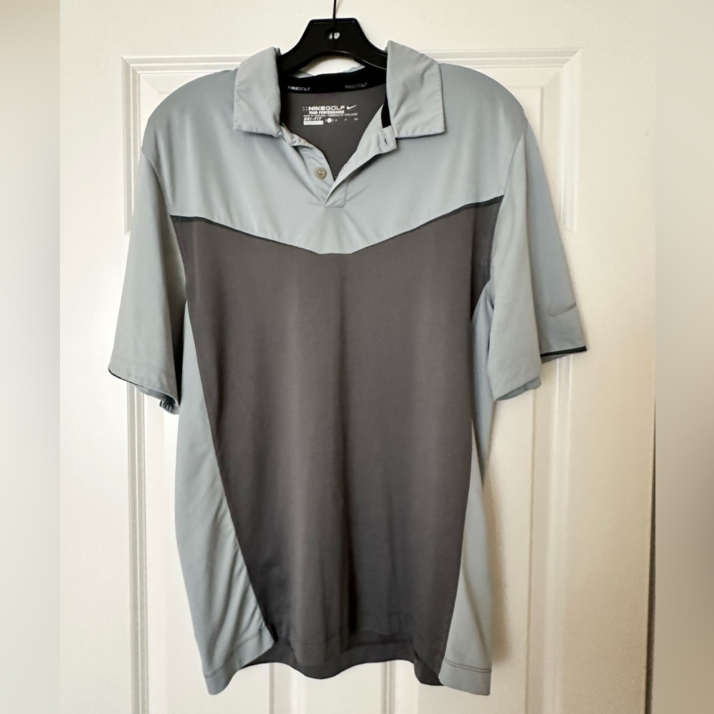 Men's NikeGolf Tour Performance Dri-Fit Light & Dark Gray Polo Shirt- Size Small